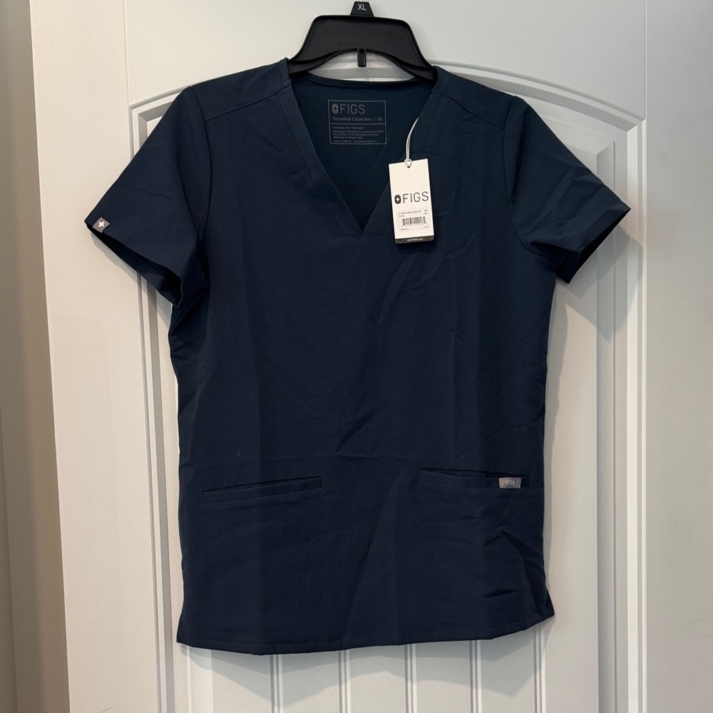 Figs Deep Blue V-Neck Scrub Top